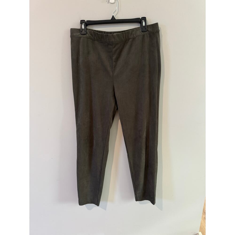 Talbots Olive Green Faux Suede Skinny Ankle Pants – Size 12